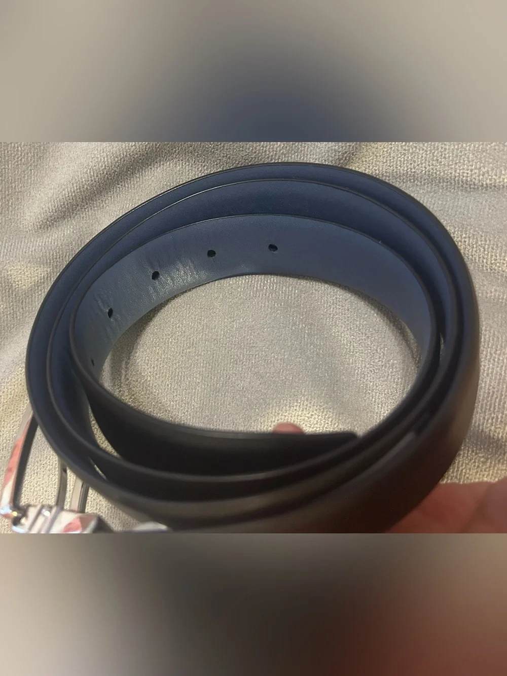 Ted Baker London Men’s Reversible Belt Size 42 w/ Silver Hardware Black/Navy